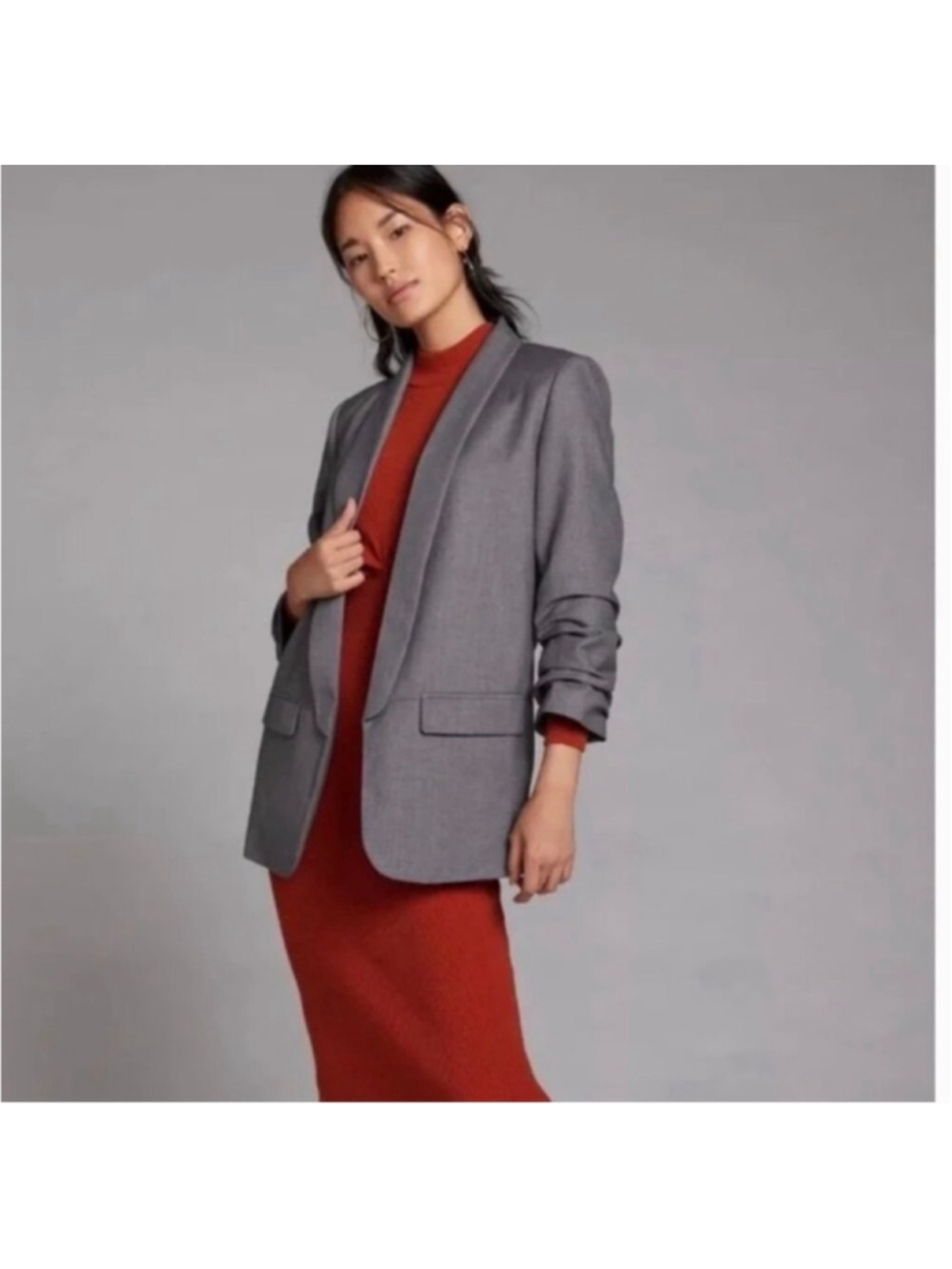 Women's Anthropologie x Mare Mare Grey Oversized Boyfriend Blazer Size Small